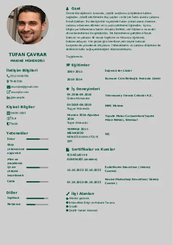 Makine Mühendisi Cv Örnekleri cv indir